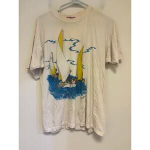 Vintage 80s/90s Tropic Traders Bahamas Sailing T-Shirt XL Single Stitch